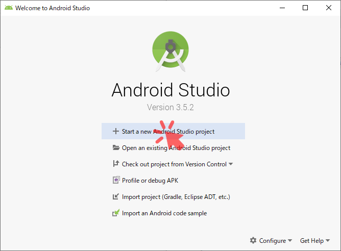 Android Studioの起動画面